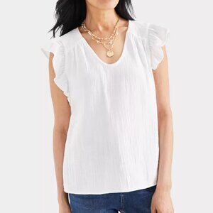 STYLE & CO Women's Gauze V-neck Flutter-sleeve Top - NWT